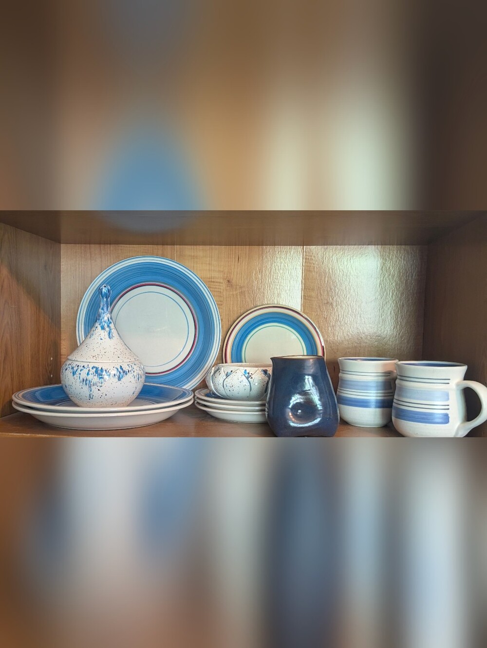 Blue Stripe Ceramic Dinner Plates, Mugs, And Decor Curated Set